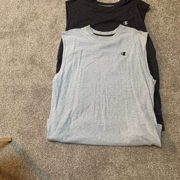 2 MENS LIGHT AND DARK GREY CHAMPION SLEEVELESS TEE SHIRT SIZE XLT #406 - Picture 1 of 1